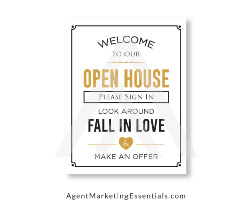 Best Open House Flyer Template with heart, gold, white, black