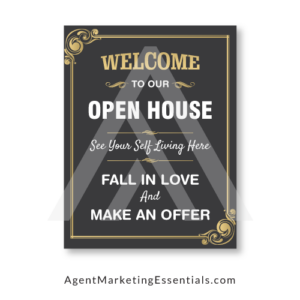 Welcome to Open House Example Brochure, gold, grey, white