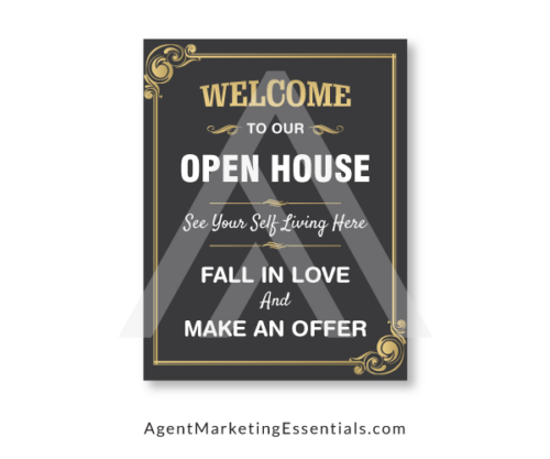 Welcome to Open House Example Brochure, gold, grey, white