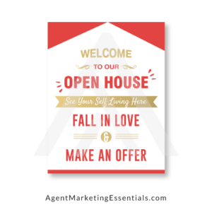 Customizable Welcome To Our Open House Flyer, Red, White, Gold