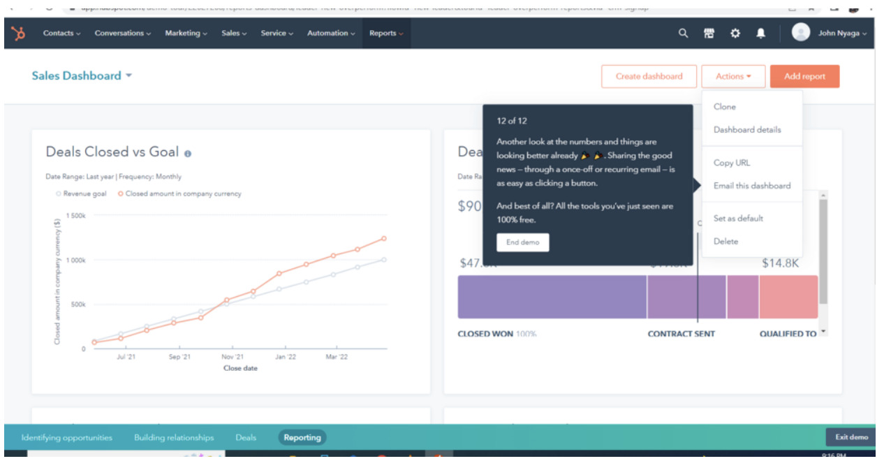 HubSpot Sales Dashboard Analytics
